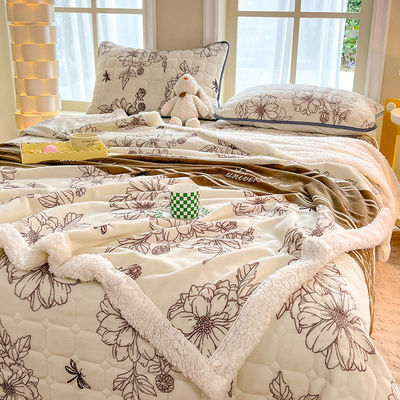 Verdikte warme winterdekens 4 stukken Set lamsvlies en melkvlies Plush beddekken