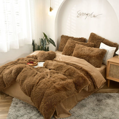 Handgemaakte roze beddengoed Plush Quilt Set met superzacht kunstmatig fluweel en fluffe cover