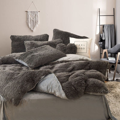 Handgemaakte roze beddengoed Plush Quilt Set met superzacht kunstmatig fluweel en fluffe cover