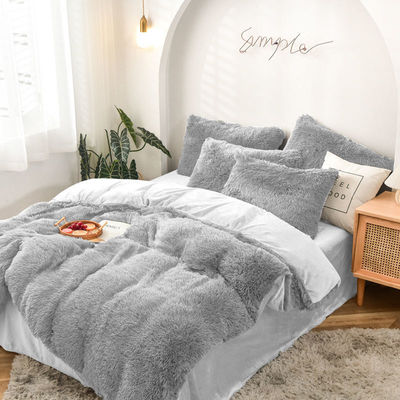 Handgemaakte roze beddengoed Plush Quilt Set met superzacht kunstmatig fluweel en fluffe cover
