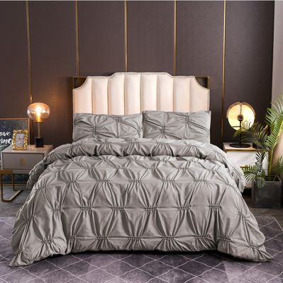 3pcs Bedden Set Pure Plain Color Fern Flower Craft 100% Polyester Dekbed Set Kussenbeschermer