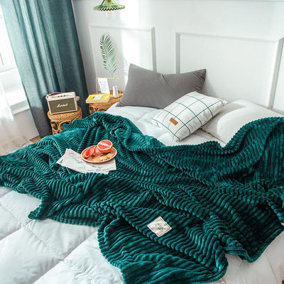 All-Season Green Coral Fleece Throw Blanket voor kantoor dutje Ja Gepersonaliseerde solide kleur