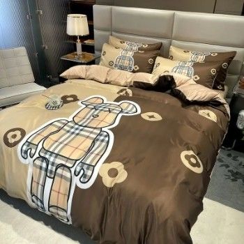 4-in-1 gepoetste katoenen queen-size beddengoed in veelkleurige set voor thuis en hotel luxe