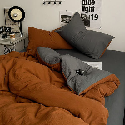 Wedding Bedding Type Wedding Four-piece Kit Solid Color Washed Cotton Cover 4 stuks