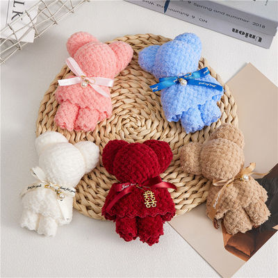 Vierkante teddybeer pluis speelgoed gevulde handdoek set voor speelgoed kinderen kerstcadeau