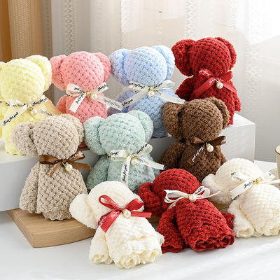 Vierkante teddybeer pluis speelgoed gevulde handdoek set voor speelgoed kinderen kerstcadeau