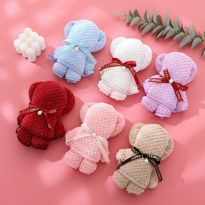Vierkante teddybeer pluis speelgoed gevulde handdoek set voor speelgoed kinderen kerstcadeau