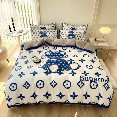 Grid Twin Size Dekbed Beddek Bedlen Bedden Set 4-in-1 Gepoetste katoen Niet wegwerp
