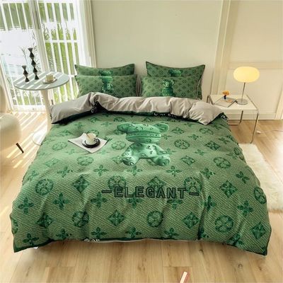 Grid Twin Size Dekbed Beddek Bedlen Bedden Set 4-in-1 Gepoetste katoen Niet wegwerp