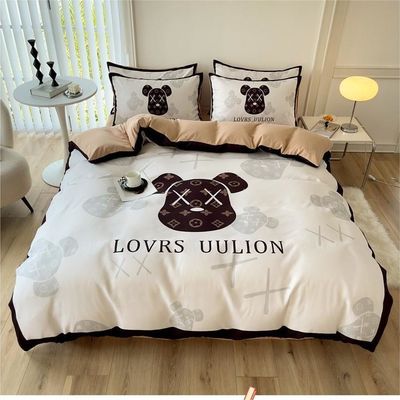 Grid Twin Size Dekbed Beddek Bedlen Bedden Set 4-in-1 Gepoetste katoen Niet wegwerp