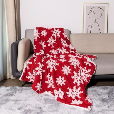 Dubbele laag dik gedrukt deken kerststijl koraal vlies gooi sherpa pluis deken