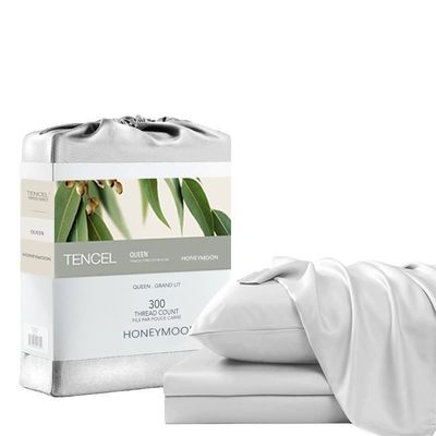 Gewoon gekleurd katoen Lyocell 300T lakenset Luxe zachtheid voor uw trouwbed