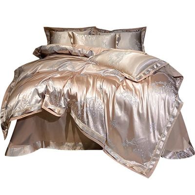 Bruiloft Jacquard gedrukt luxe king size zijde satijn bed voor duurzaam comfort