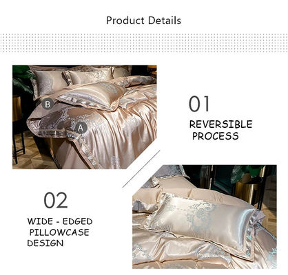 Bruiloft Jacquard gedrukt luxe king size zijde satijn bed voor duurzaam comfort