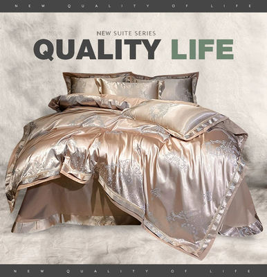Bruiloft Jacquard gedrukt luxe king size zijde satijn bed voor duurzaam comfort
