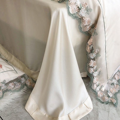 All-Season White Silk Queen King Size beddengoed met handgemaakte borduren