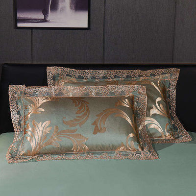 Europese stijl Luxe Satin Silk Hotel Uitstekende Jacquard Bedden Set Solid Voordeel