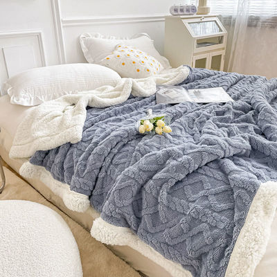 Eenvoudige stijl Polar Vlee Blanket Dubbelzijdig Lam Kasjmier Plaid voor winternachten
