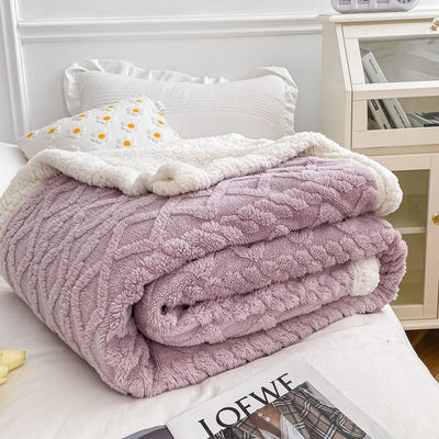 Eenvoudige stijl Polar Vlee Blanket Dubbelzijdig Lam Kasjmier Plaid voor winternachten