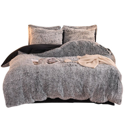 Regenboogkleur Fake Fur Velvet Fluffy Plush Soft Bed Set 4 stukken Perfect voor thuis