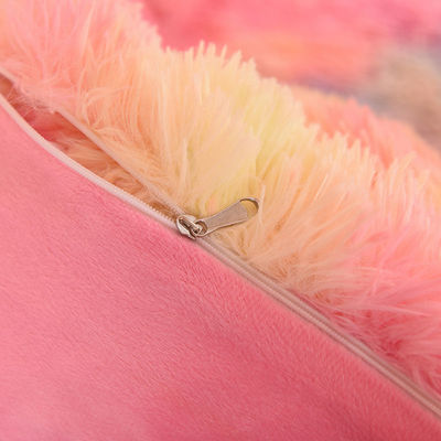 Regenboogkleur Fake Fur Velvet Fluffy Plush Soft Bed Set 4 stukken Perfect voor thuis