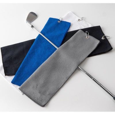 Microfiber All-Season Golf Ball Handdoek Custom Logo Wafel Golf Handdoek Met Grommet En Ho