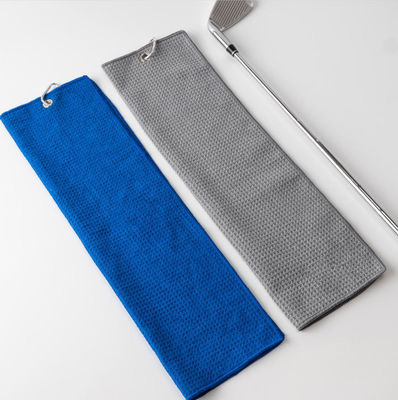 Microfiber All-Season Golf Ball Handdoek Custom Logo Wafel Golf Handdoek Met Grommet En Ho