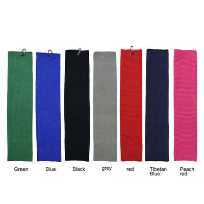 Microfiber All-Season Golf Ball Handdoek Custom Logo Wafel Golf Handdoek Met Grommet En Ho