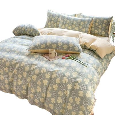 Comfortabel gewassen katoen dubbele laag garen dekbed beddengoed set voor 2,0m bed
