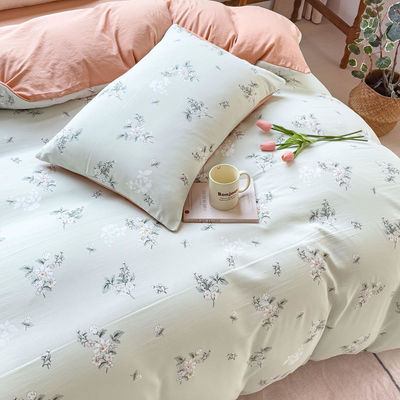 Comfortabel gewassen katoen dubbele laag garen dekbed beddengoed set voor 2,0m bed