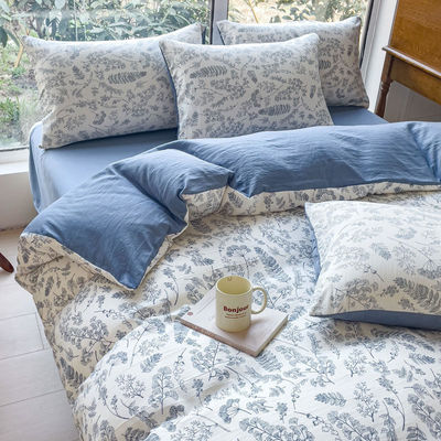 Comfortabel gewassen katoen dubbele laag garen dekbed beddengoed set voor 2,0m bed