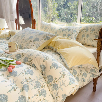 Comfortabel gewassen katoen dubbele laag garen dekbed beddengoed set voor 2,0m bed