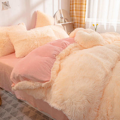 Fluffy Plush Faux Fur Velvet Shaggy Queen King Size Dekbed Bedden Set Op maat