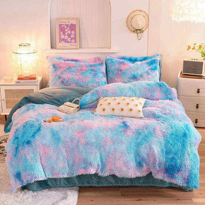 Fluffy Plush Faux Fur Velvet Shaggy Queen King Size Dekbed Bedden Set Op maat