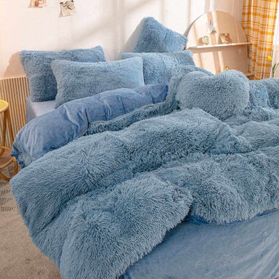 Fluffy Plush Faux Fur Velvet Shaggy Queen King Size Dekbed Bedden Set Op maat