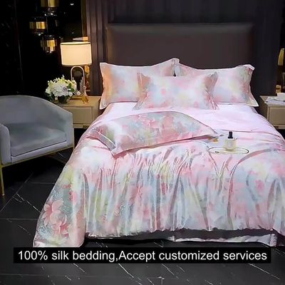 Diagonale druk Mulberry Silk Fitted Sheet Set voor 100% zijde beddengoed op de markt