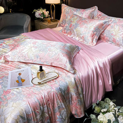Diagonale druk Mulberry Silk Fitted Sheet Set voor 100% zijde beddengoed op de markt