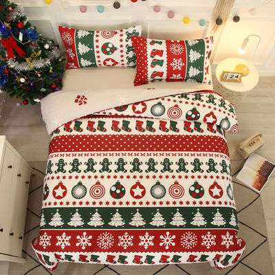 Custom Stoffen Dichtheid Winter Feestelijk Bed Bed Bed Comforter Sets voor thuis Kerstmis 4pc Set