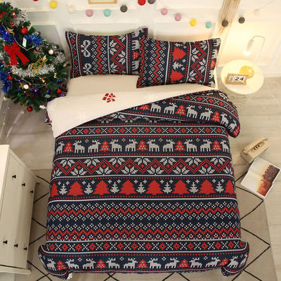 Custom Stoffen Dichtheid Winter Feestelijk Bed Bed Bed Comforter Sets voor thuis Kerstmis 4pc Set