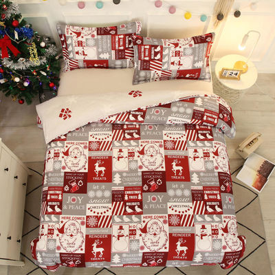 Custom Stoffen Dichtheid Winter Feestelijk Bed Bed Bed Comforter Sets voor thuis Kerstmis 4pc Set