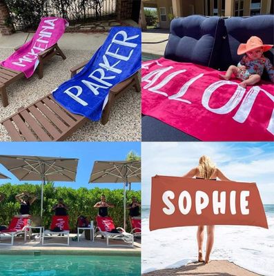 Antimicrobiële gepersonaliseerde naam Strand handdoek Perfect voor buiten verjaardag vakantie cadeau
