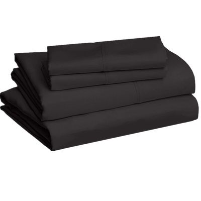 Wasbaar Super Soft Microfiber 4 Piece Bed Sheet Set met diepe zakken Queen Black Solid