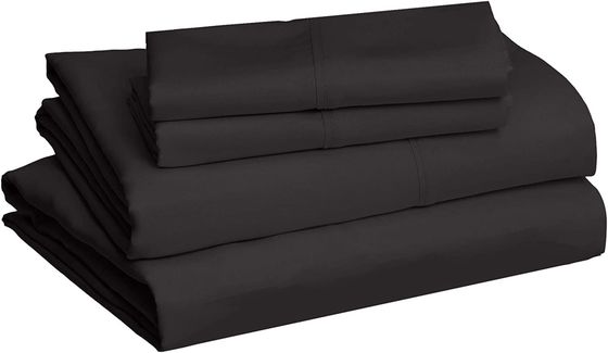 Duurzaam micro-vezel 4 stuk bedden set met 14 inch diepe zakken Queen Black Solid