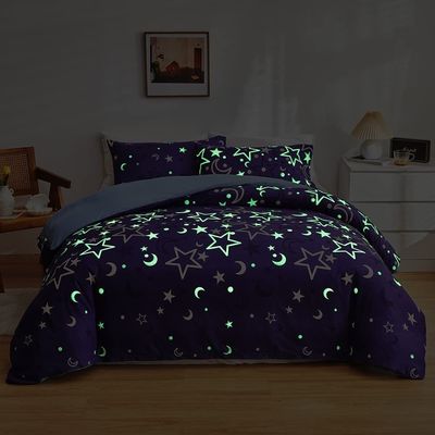 Witte bloemenbedden voor kinderen jongens meisjes Twin 2 pc's Glow in The Dark Duvet Cover