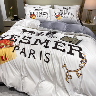 Bedbedden Set Modieus Diagonaal Druk Zilk Bed Bed Cover en Duvet Cover Sets