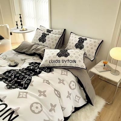 Gepersonaliseerde kleur 4pcs 100% polyester witte beer beddengoed set voor hotel baby home