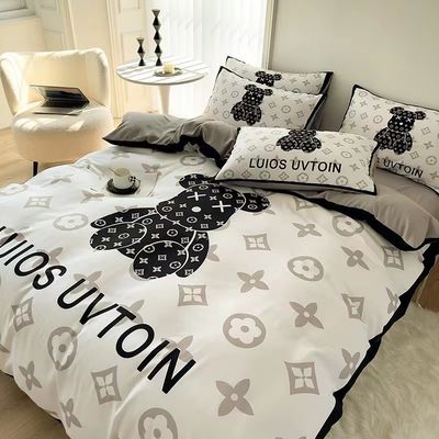 Gepersonaliseerde kleur 4pcs 100% polyester witte beer beddengoed set voor hotel baby home