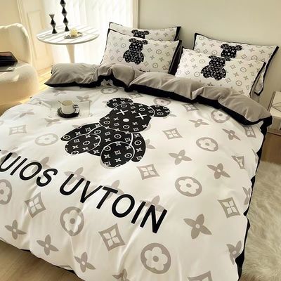 Gepersonaliseerde kleur 4pcs 100% polyester witte beer beddengoed set voor hotel baby home